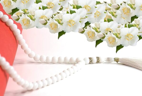 White Beads Tasbeeh, Islamic Salat Prayer for Muslims, Specially Designed for Daily Prayer Offerings (Pack of 2) - Day Night Deal