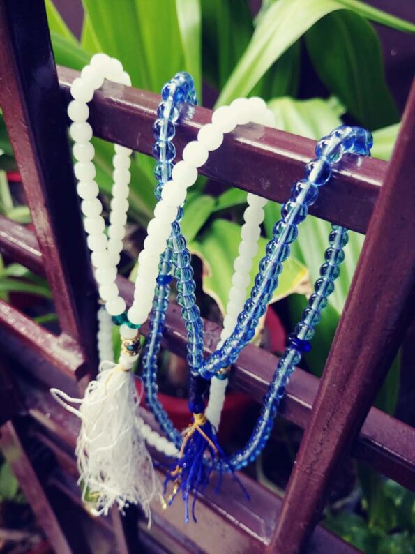 Beautiful Beads Tasbeeh, Islamic Salat Prayer for Muslims, Specially Designed for Daily Prayer Offerings (White & Blue)  Pack of 2 - Day Night Deal