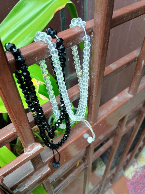 Crystal Beads Tasbeeh, Islamic Salat Prayer for Muslims, Specially Designed for Daily Prayer Offerings (Black & White ) Pack of 2 - Day Night Deal - Image 2