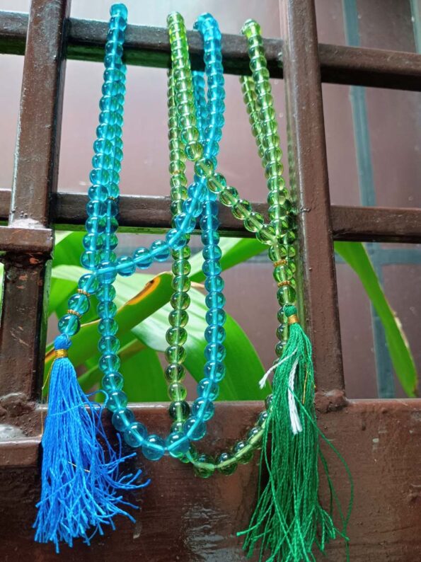 Crystal Beads Tasbeeh, Islamic Salat Prayer for Muslims, Specially Designed for Daily Prayer Offerings (Blue & Green ) Pack of 2 - Day Night Deal - Image 2