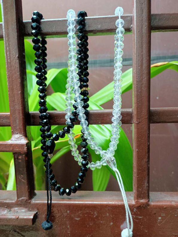 Crystal Beads Tasbeeh, Islamic Salat Prayer for Muslims, Specially Designed for Daily Prayer Offerings (Black & White ) Pack of 2 - Day Night Deal