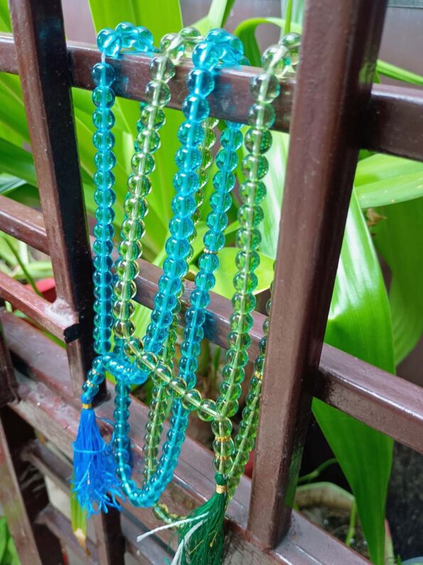 Crystal Beads Tasbeeh, Islamic Salat Prayer for Muslims, Specially Designed for Daily Prayer Offerings (Blue & Green ) Pack of 2 - Day Night Deal