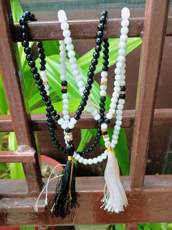Beautiful Beads Tasbeeh, Islamic Salat Prayer for Muslims, Specially Designed for Daily Prayer Offerings (Black & White) Pack of 2 - Day Night Deal