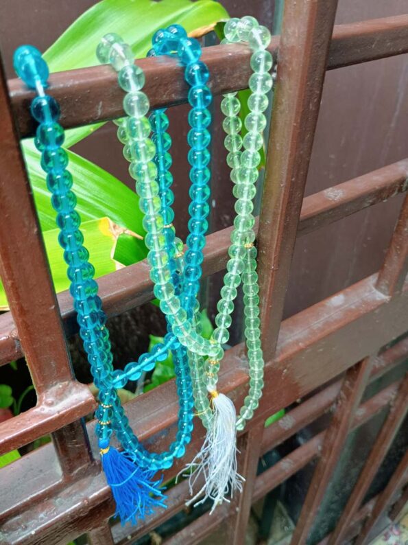 Crystal Beads Tasbeeh, Islamic Salat Prayer for Muslims, Specially Designed for Daily Prayer Offerings (Blue & Green ) Pack of 2 - Day Night Deal - Image 3