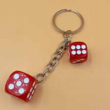 Dice Keychains Pendant Handbag Bag Key Chain Keyring Charm Red White MG Dice Keyring 1Pc Key Chain - Day Night Deal