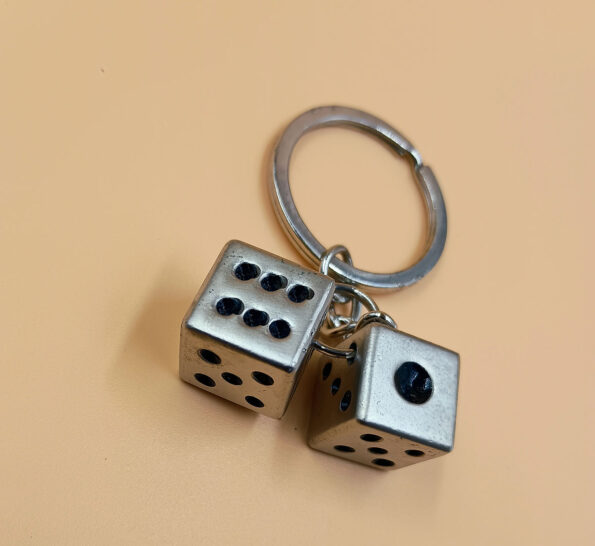 Metal Dice Keychains Pendant Handbag Bag Dice Key Chain Keyring Charm MG Dice Keyring 1Pc Key Chain - Day Night Deal - Image 2