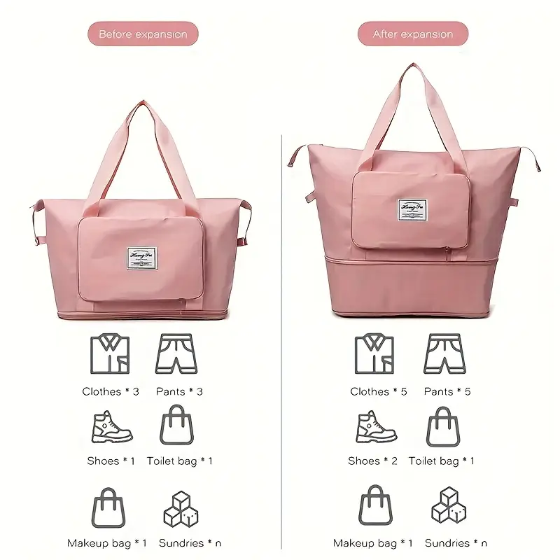 Large Capacity Folding Travel Bag | Fabric Waterproof Lightweight Foldable Duffle Bag Portable Expandable Travel Bag | Dry And Wet Carry On Bag for Ladies Personal Items - Image 5