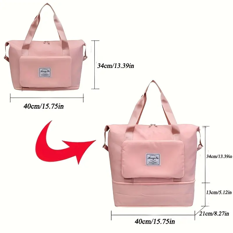 Large Capacity Folding Travel Bag | Fabric Waterproof Lightweight Foldable Duffle Bag Portable Expandable Travel Bag | Dry And Wet Carry On Bag for Ladies Personal Items - Image 2