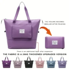 Large Capacity Folding Travel Bag | Fabric Waterproof Lightweight Foldable Duffle Bag Portable Expandable Travel Bag (Purple Color)